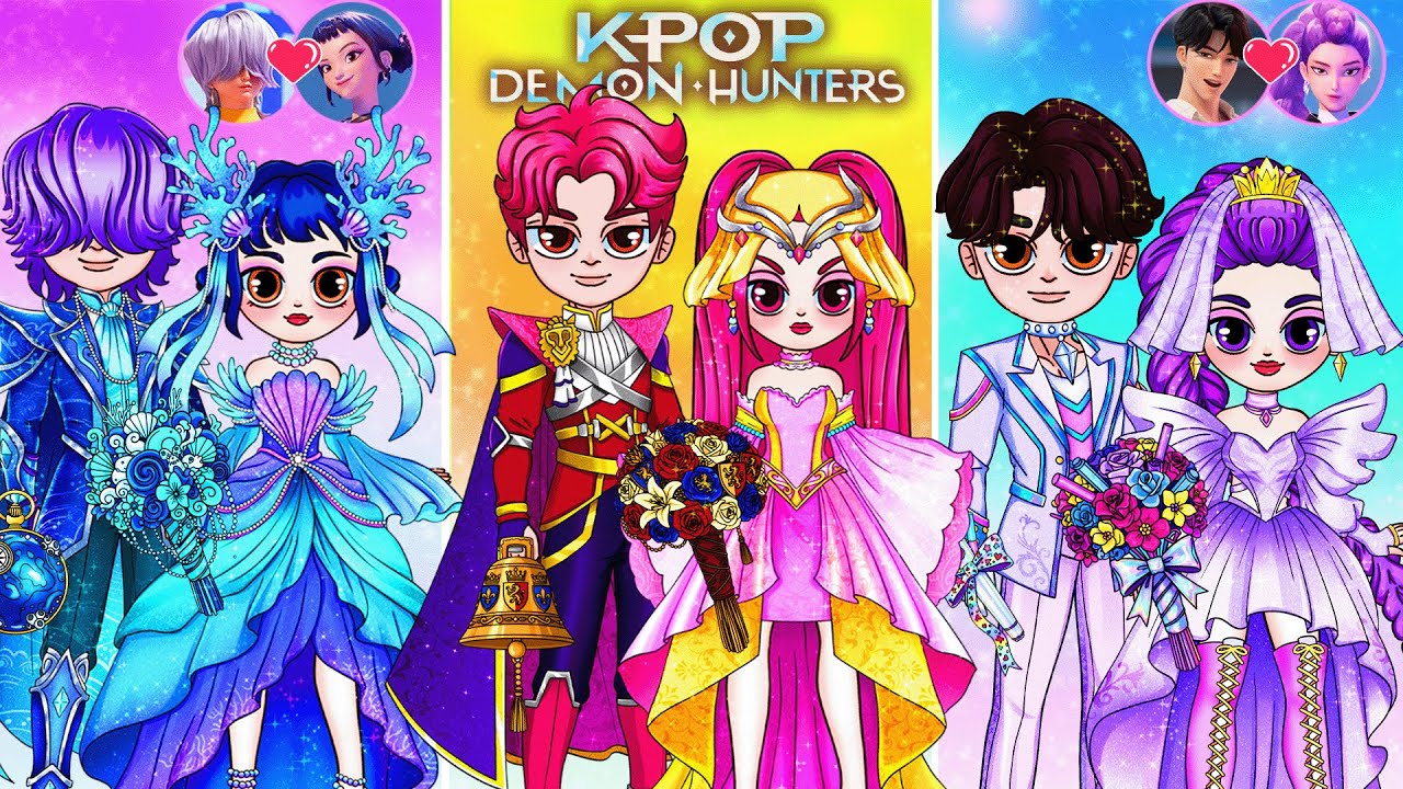 💖Paper DIY💖 Rumi and Jinu get MARRIED - Wedding Dress Fashion, K-Pop Demon Hunters