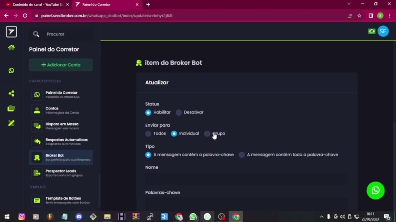 4 - Como criar e usar o BrokerBot   ChatBot para WhatsApp