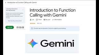 Introduction to Function Calling with Gemini  | Google Cloud Skills Boost | GENAI036