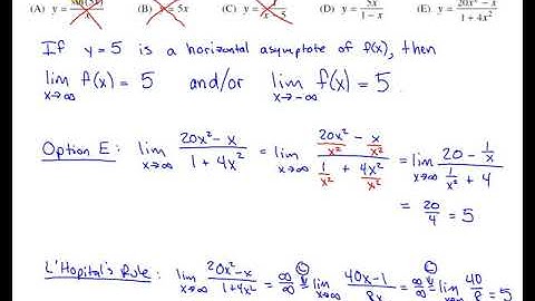 2012 AP Calculus AB Multiple Choice #21 - Horizontal asymptotes