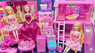 Download lagu 66 Minutes Satisfying with Unboxing Barbie Doll Pink Bedroom,Kitchen Collection Review Toys | ASMR