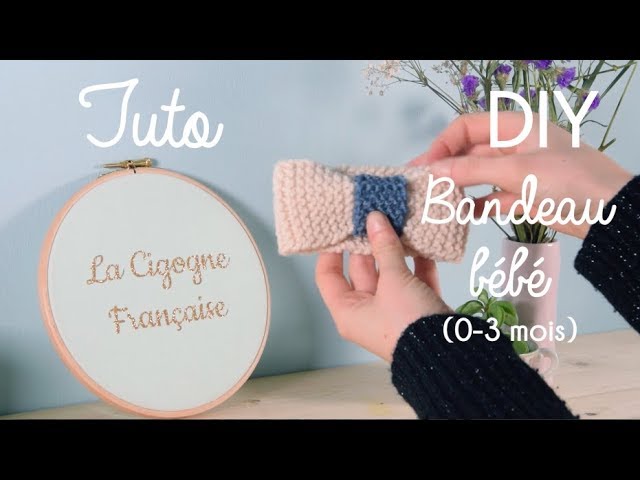 Tuto Tricot Headband Bandeau bébé point mousse et noeud point ajouré