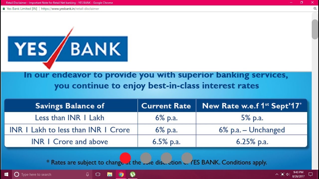 yes bank change interst rate 1 sep 2017 YouTube