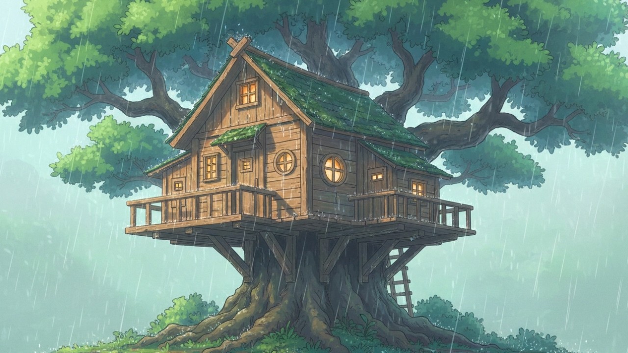 A Rainy Afternoon in the Treehouse | Warm Tea, Shared Blankets, Quiet Laughter 🌧🍵