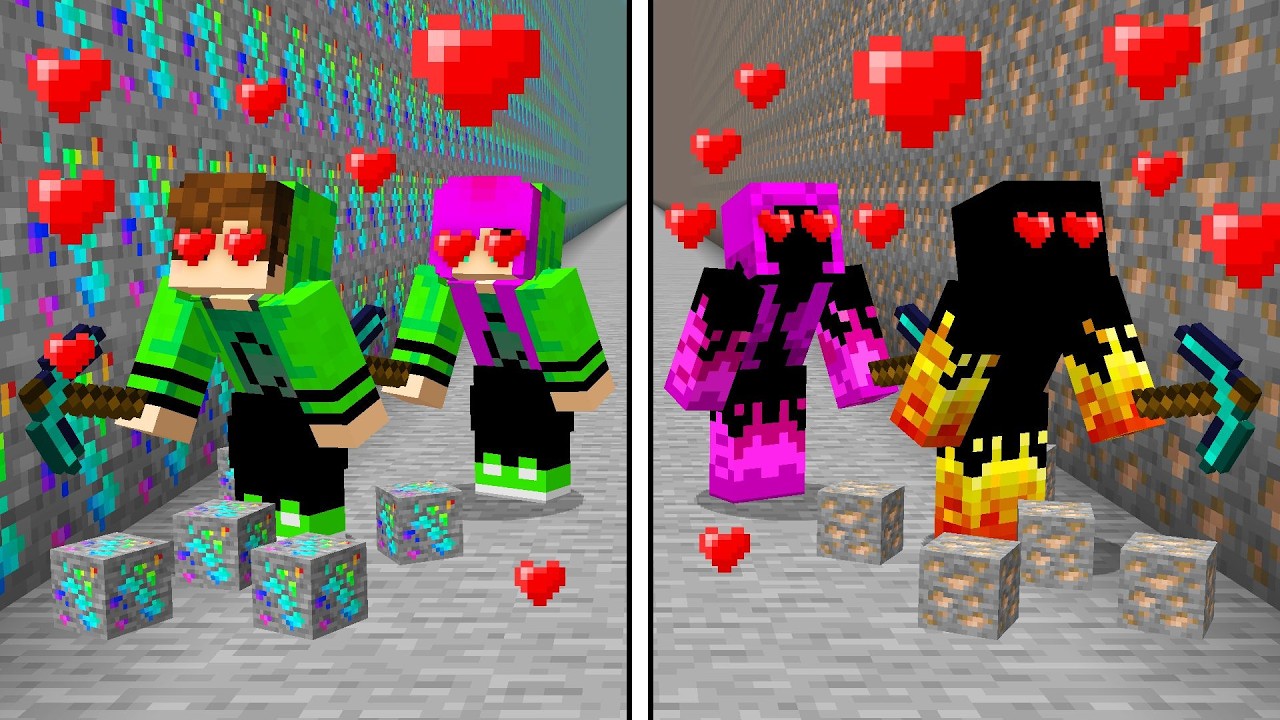 BATALHA DE MINERAÇÃO DE NAMORADOS NO MINECRAFT!