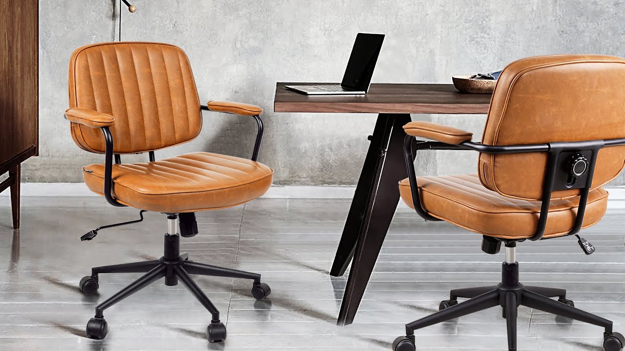 Artswish Brown Mid Century Leather Office Chair Installation Guide & Function Introduce