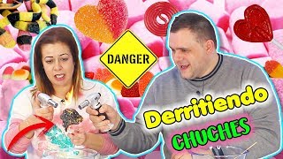 Derritiendo CHUCHES | Melting Gummy and Sweets Challenge | Quemando comida ! TOMA YA !