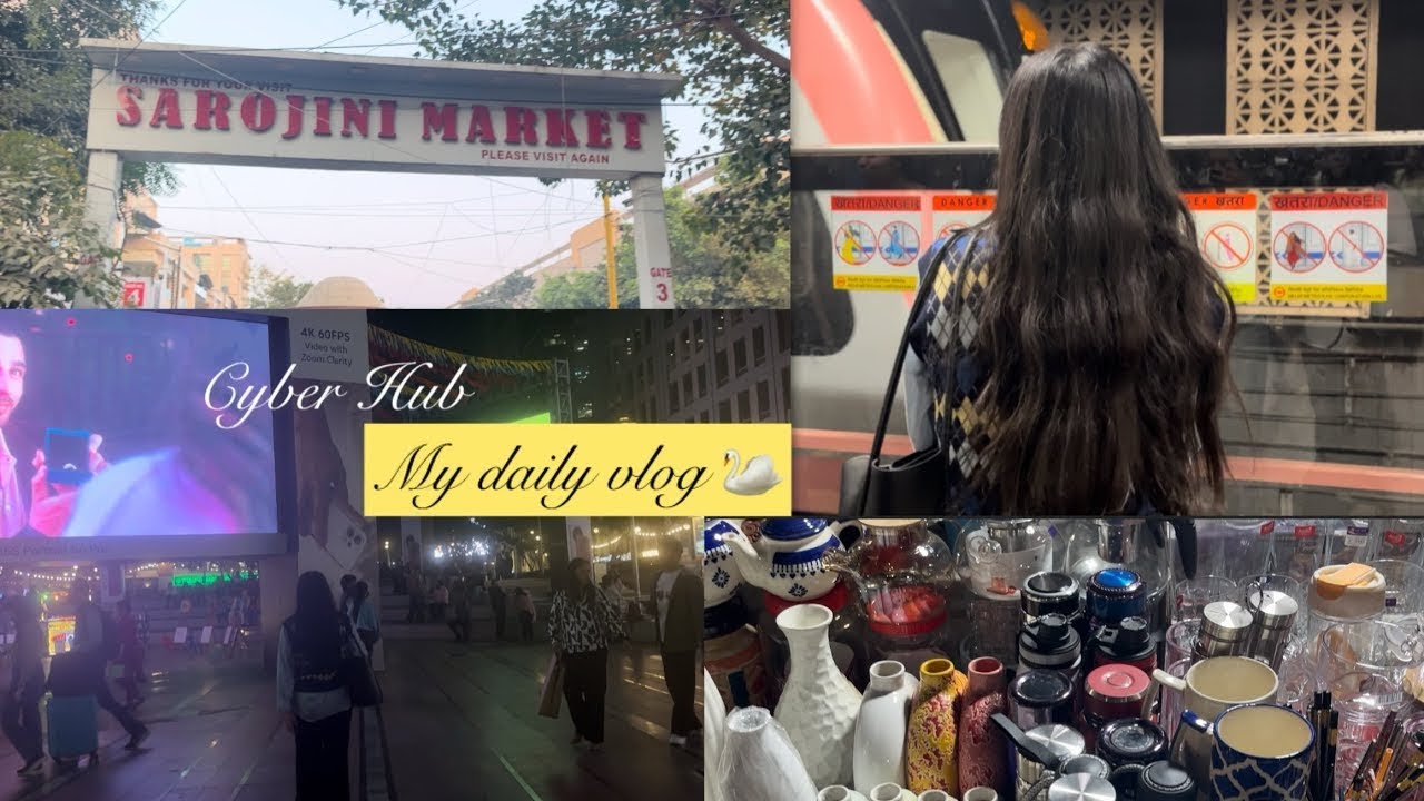 Visiting Sarojini nagar 🦢 + Cyber Hub ✨ #vlog #sarojininagar #sarojininagarmarket #cyberhub #myvlog 
