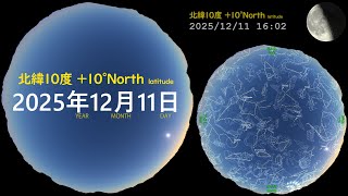 北緯10度 宇宙　今夜の星空 +10N 画質2160P 20251211