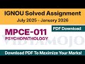 IGNOU MPCE 011 Solved Assignment 2025-26 PDF Download | MAPC: MA Psychology 2nd Year