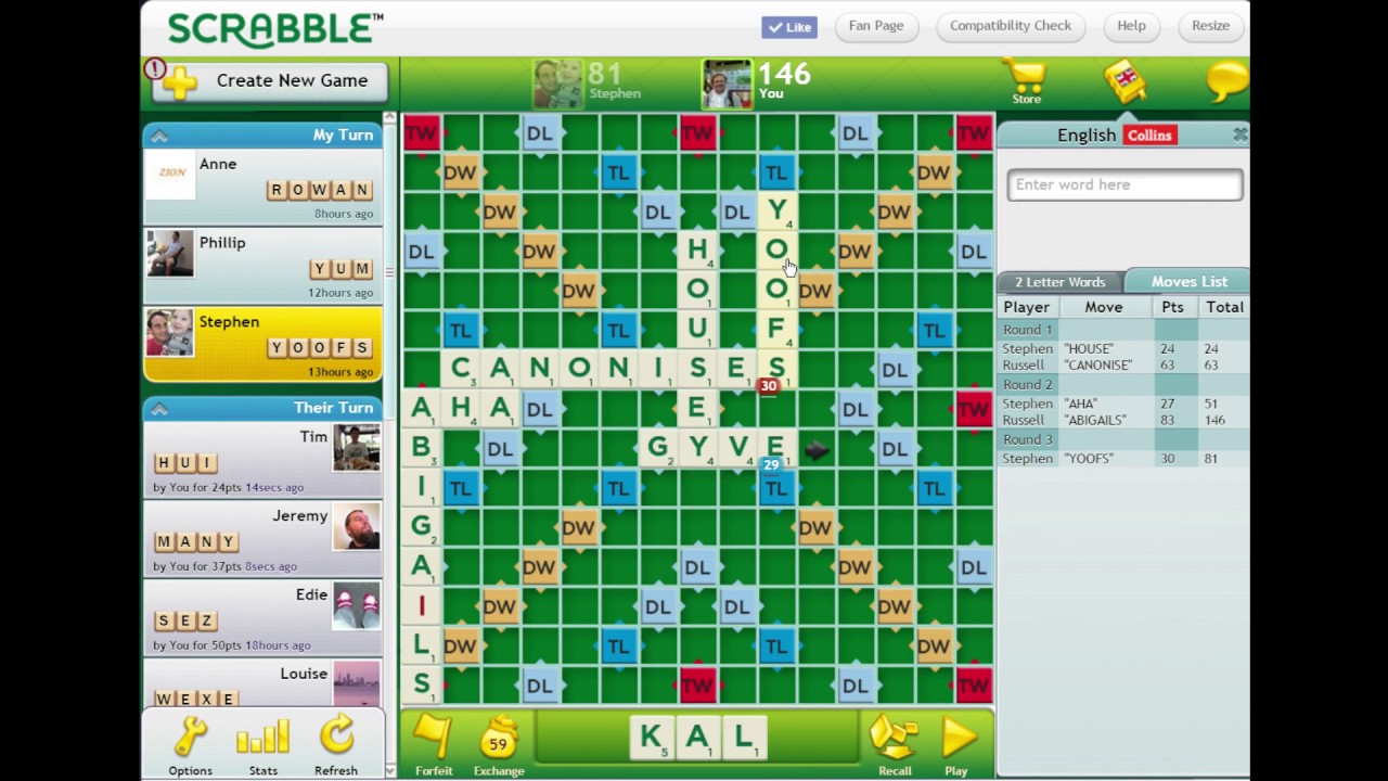 Playing Scrabble Online 230 YouTube
