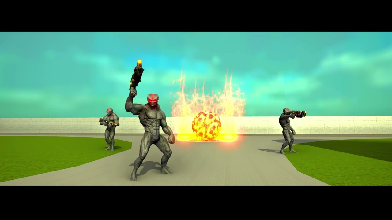 Alien invasion scene. Ostrich Air Jet Robot Car Android Best Game. RUN FOR YOUR LIFE !