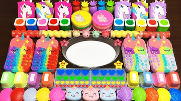 UNICORN RAINBOW slime !!! Mixing random Things into Glossy slime !!! Satisfying Videos #1930