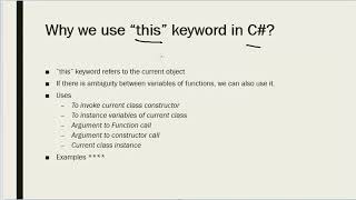 this  keyword readonly keyword and scope of variables in  C#