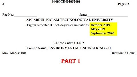 Environmental Engineering II - KTU previous year problems | PART 1