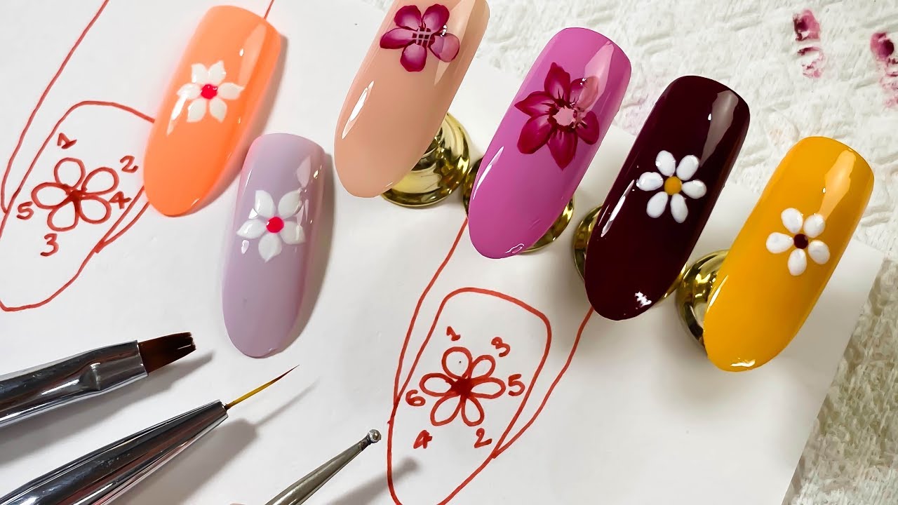 Detalle 15+ imagen como pintar flores en uñas acrilicas