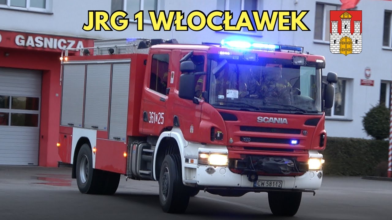 Wyjazd Alarmowy zastępu 361[C]25 GCBA 5/32 Scania P380 z JRG 1 Włocławek do zadymienia