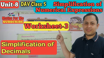 DAV Class 5 Maths | Ws-3 Unit-8 | Simplification of Numerical Expressions | Maths For Me