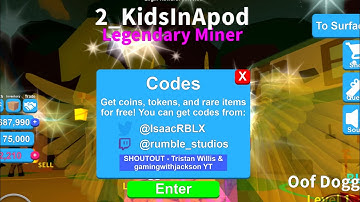 FREE CODES ⛏ #ROBLOX RTHRO Mining Simulator ⛏ Legendary Crates + tokens  Shoutout TRISTAN & JACKSON