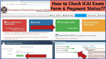 Ca Exam Application Form Status|Check Paymnt Status|Ca Final Ca Foundation Ca Intermediate Exam Form