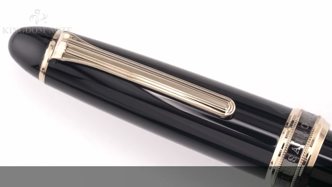 SAILOR セーラー 万年筆 長刀研ぎ ゴールドトリム 細字 - YouTube