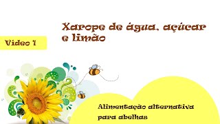 Vídeo 1 - Alimentação alternativa para abelhas - xarope de água, açúcar e limão