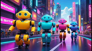 Five Little Robots on the Run | Fun Robot Song for Kids | Learning Adventure Rhyme