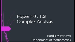 Complex Analysis Lecture 9
