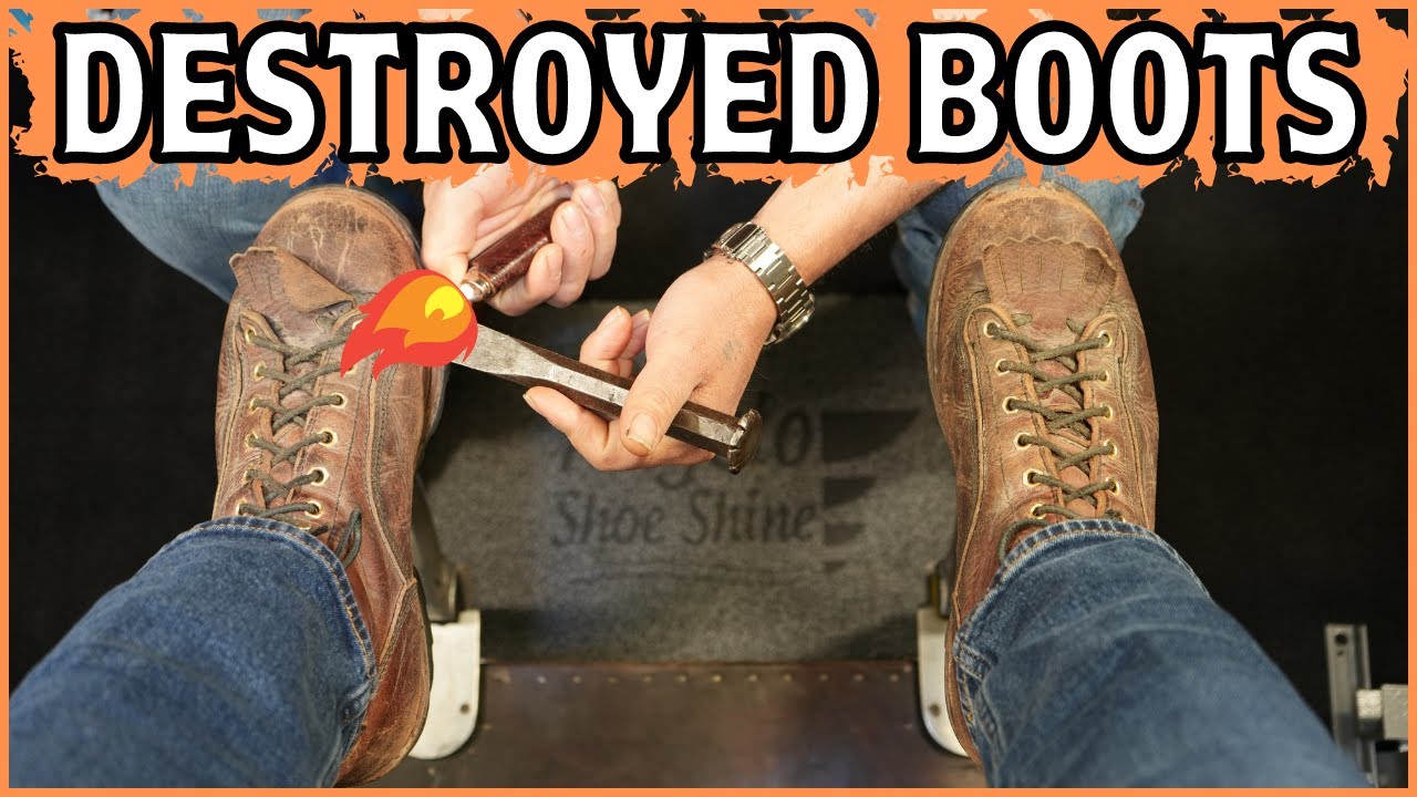 DESTROYED Boots Brought Back To Life!!! | Angelo Shoe Shine ASMR - YouTube