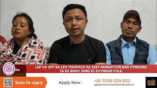 LAP KA VPP BA LEH THURMUR KA DIET NONGSTOIÑ BAN PYNRUNG ÏA KA BHAH JONG KI KHYNNAH PULE.