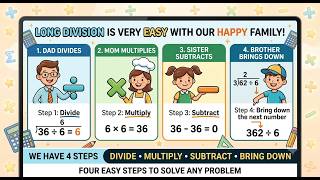 أسهل طريقة لشرح القسمة المطولة (Long Division) للأطفال بدون عقدة! ✨💡