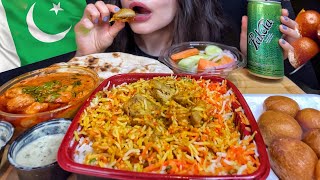 ASMR PAKISTANI FOOD MUKBANG (No Talking) EATING MUTTON BIRYANI CHICKEN HANDI GULAB JAMUN