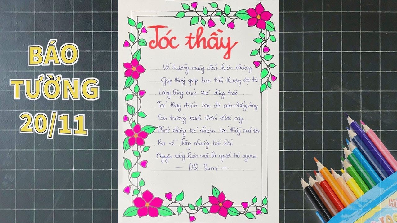 Vẽ báo tường 20/11 | Vẽ trang trí khung báo tường 20/11 đơn giản ...