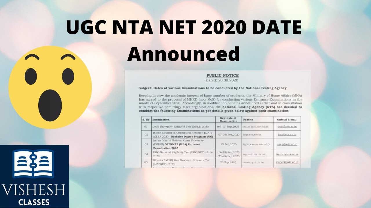 NTA UGC NET 2020  Exam Date Announced || UGC NTA NET 2020