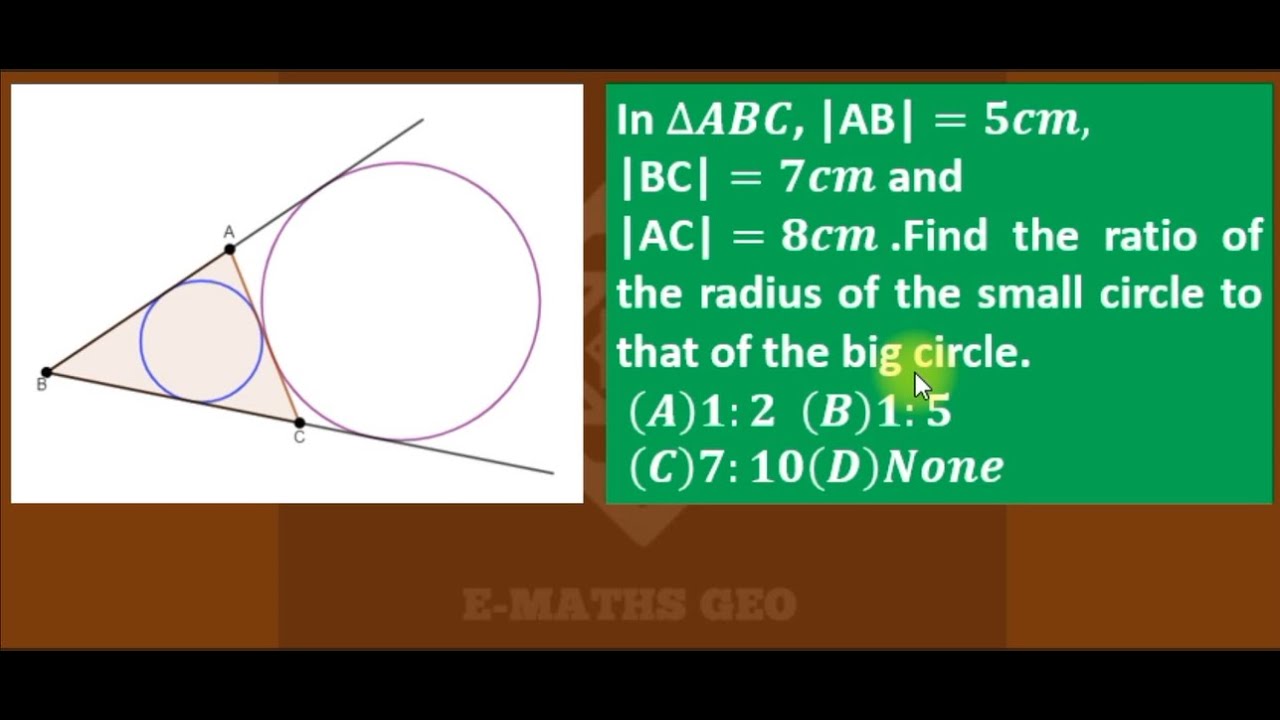 Ratio of the inradius and the ex-radius of a triangle - YouTube