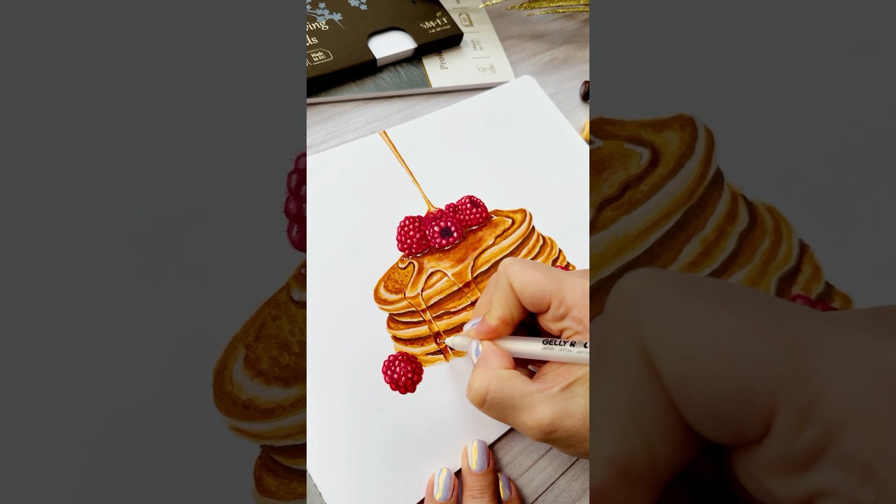 Pancakes 🥞 Realistic drawing / Food illustration / Marker sketch 