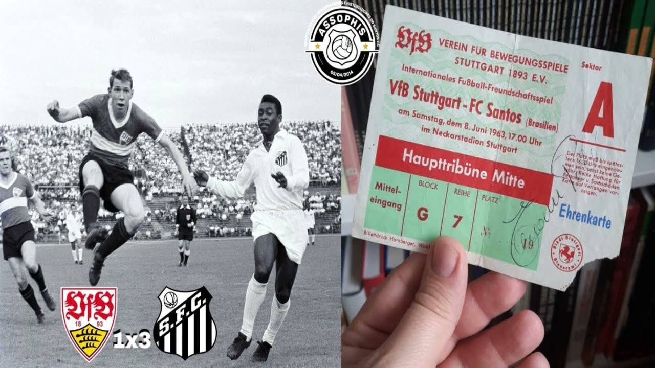 VfB Stuttgart 1 x 3 Santos FC - 08/06/1963 - Lindas imagens inéditas do maior de todos os tempos