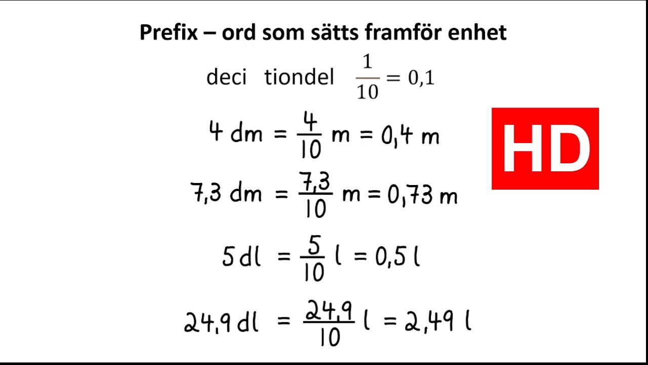 Prefix deci, centi och milli. Åk 7 (HD) - YouTube