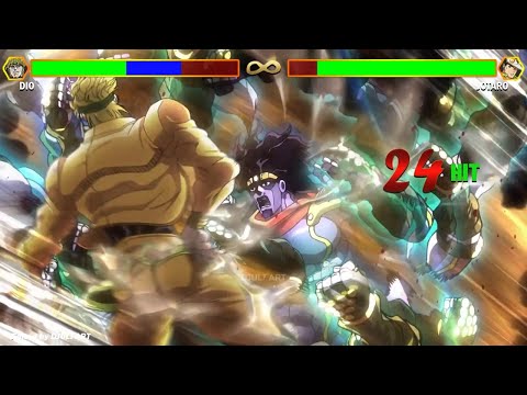 Jotaro vs Dio WITH HEALTHBARS | JoJo's Bizarre Adventure | (Part 1)