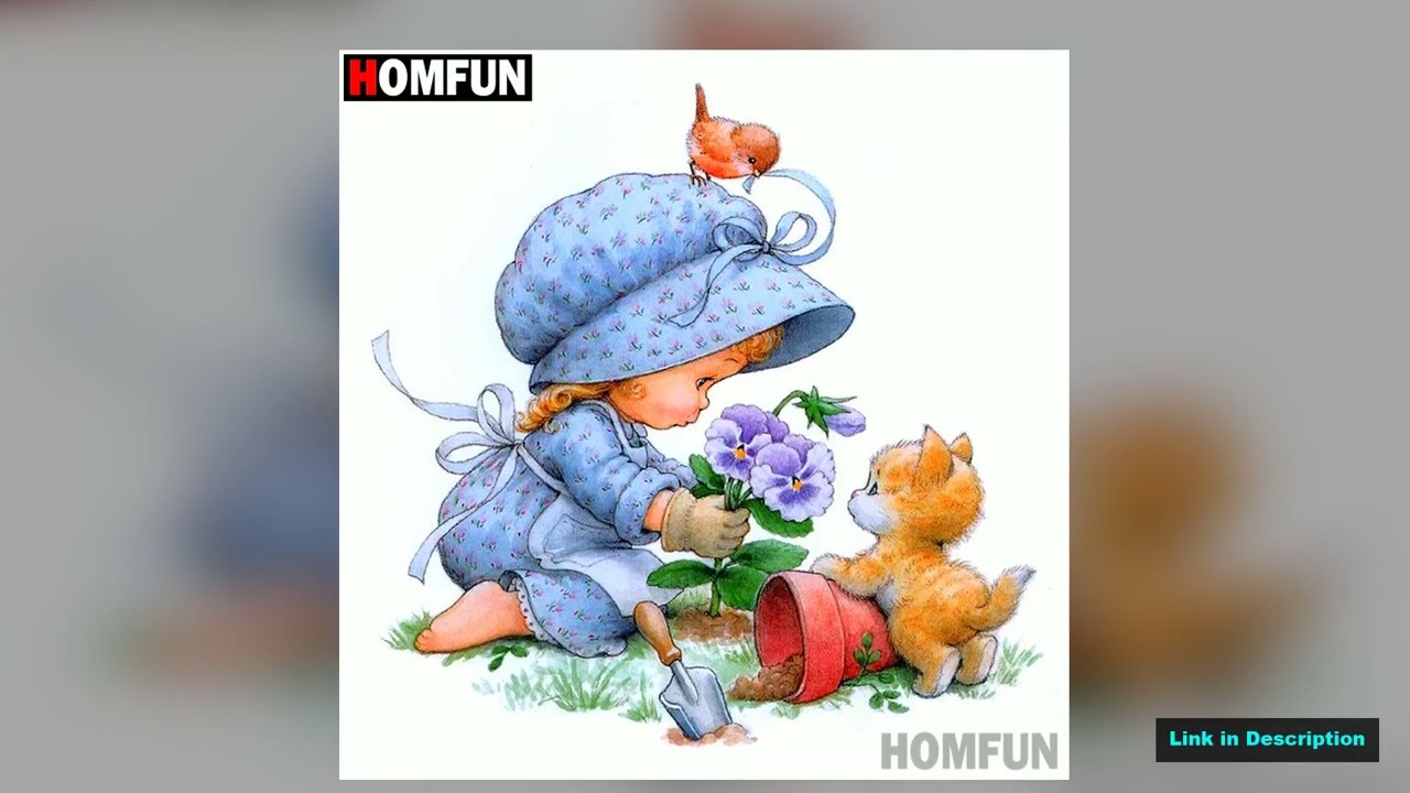 HOMFUN Full SquareRound Drill 5D DIY Diamond Painting Baby cat flower 3D Diamond Embroidery Cross