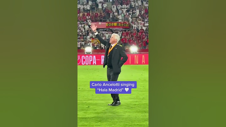 Carlo Ancelotti singing "Hala Madrid y nada más" after winning the Copa del Rey 2023
