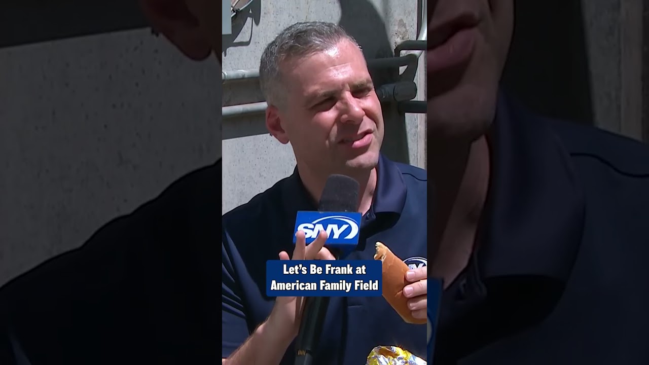 Steve Gelbs samples the American Family Field hot dog and bratwurst on Let's Be Frank 🌭