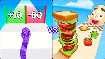 Snake Run Race 🆚 Sandwich Runner 3D (New Update, NO ADS), Max Level Android iOS Gameplay level 444