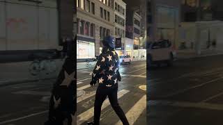 Street Lights, Skyline and a Star Print Puffer Jacket