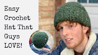 Easy crochet mens beanie for beginners - Classic Fisherman's Hat perfect for men and women!