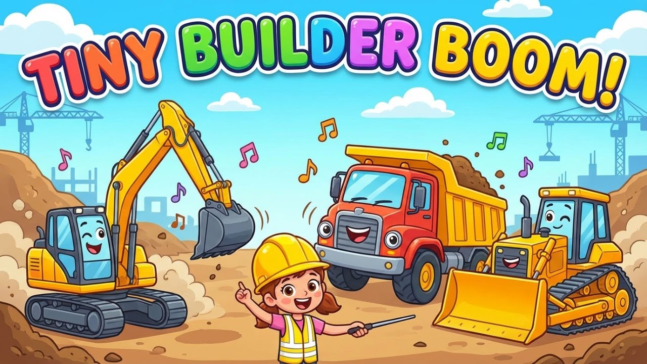 Tiny Builder Boom Boom! 🚜 Construction Vehicle Song for Kids—Big ...