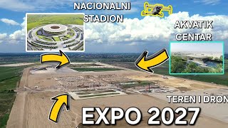 Nacionalni stadion Srbije prvi radovi,podizanje stubova na EXPO 2027 direktno sa terena i dron