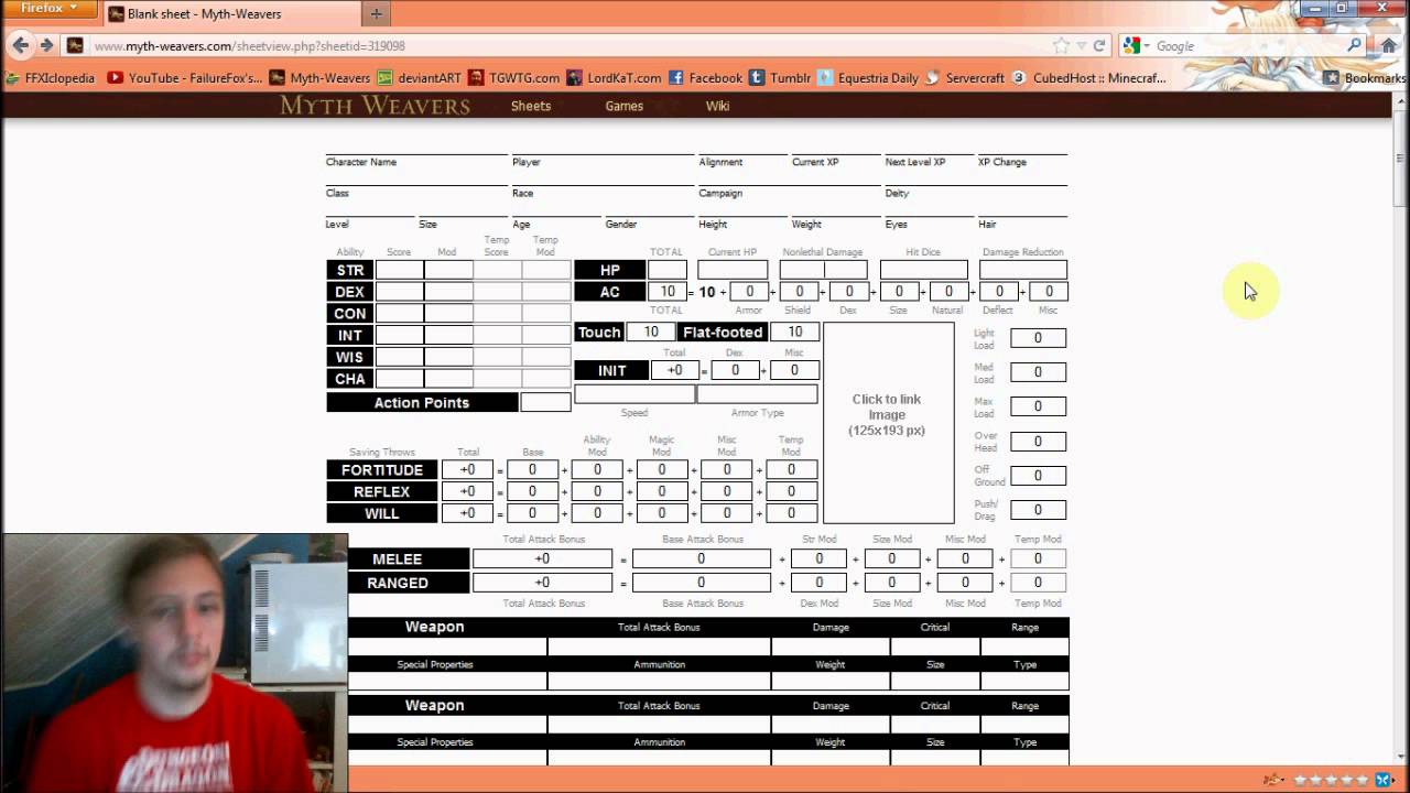 Beginning D D 3 5 Character Sheet Youtube