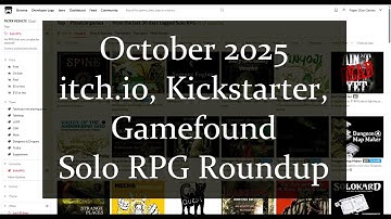 Solo RPG itch.io and Kickstarter Releases - October 2025