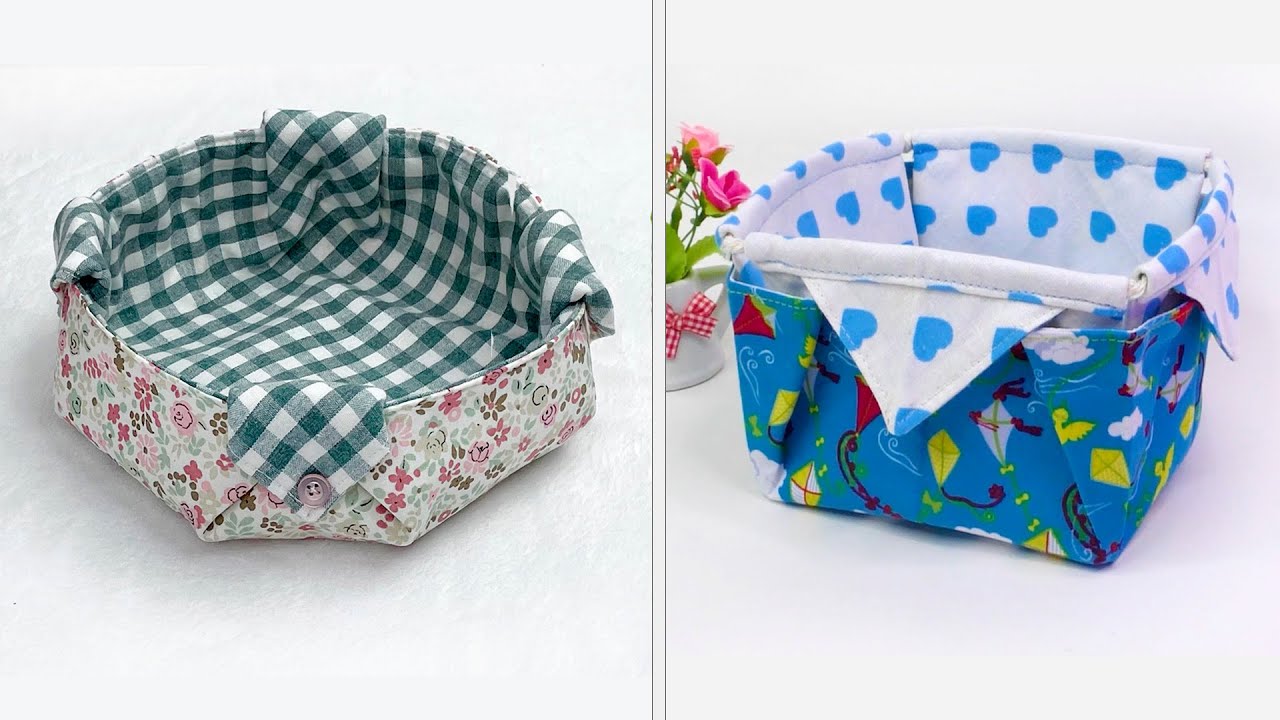 2 ideas How to sew fabric boxes tutorial // Sewing fabric boxes diy ...